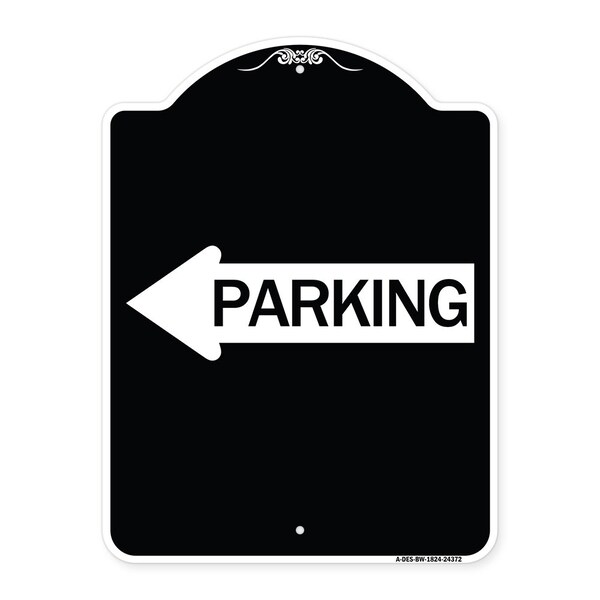 Parking With Left Arrow Heavy-Gauge Aluminum Architectural Sign, 24" x 18", BW-1824-24372